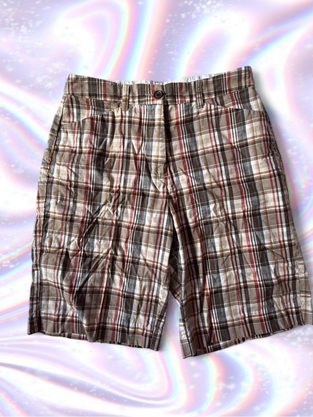 croft & barrow Plaid Bermuda Shorts in Brown and Red